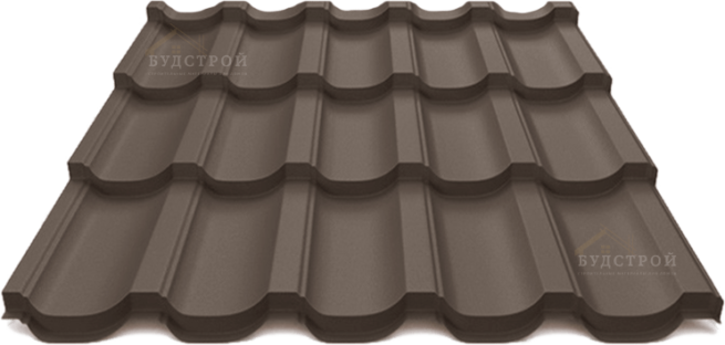 металлочерепица модерн темно коричневая 8019 цвет матовый
